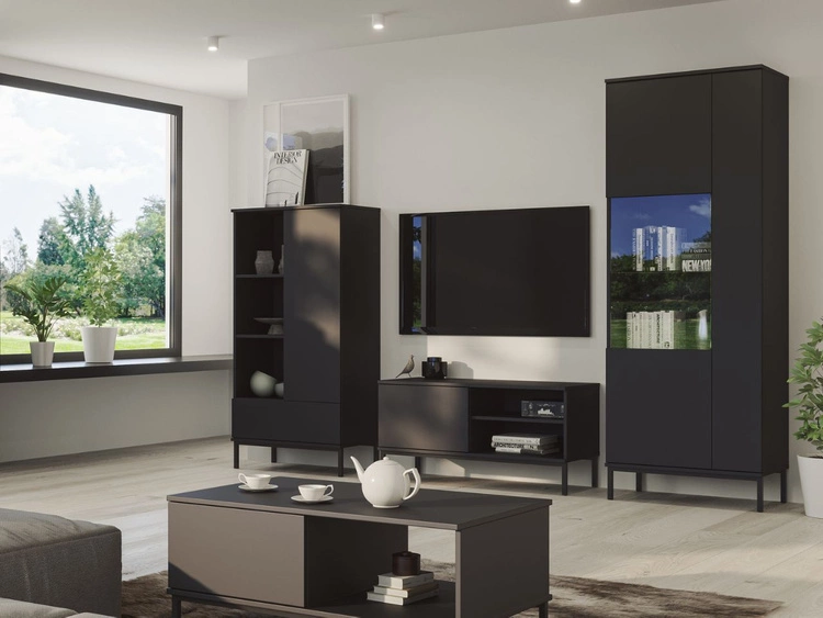 Vitrinenschrank Soroko Schwarz