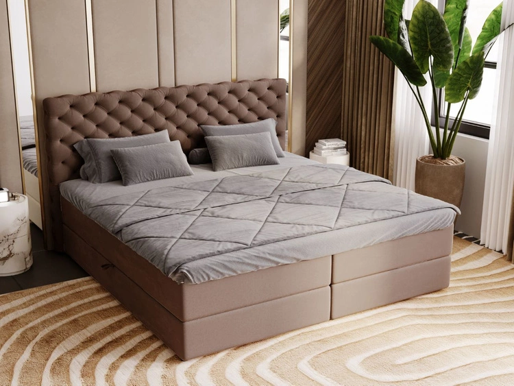 Boxspringbett mit Bettkasten 140x200 Bergamo Braun