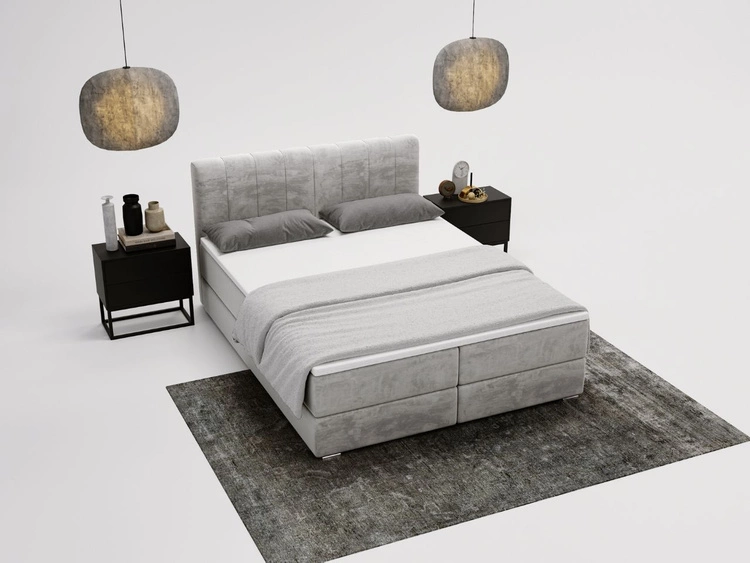 Boxspringbett mit Bettkasten 140x200 Forte Hellgrau