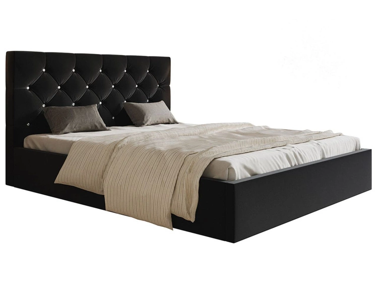 Polsterbett mit Bettkasten und Lattenrost 140x200 Selva Schwarz
