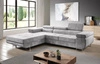 Ecksofa L-Form Links mit Schlaffunktion und Bettkasten Solam Hellgrau