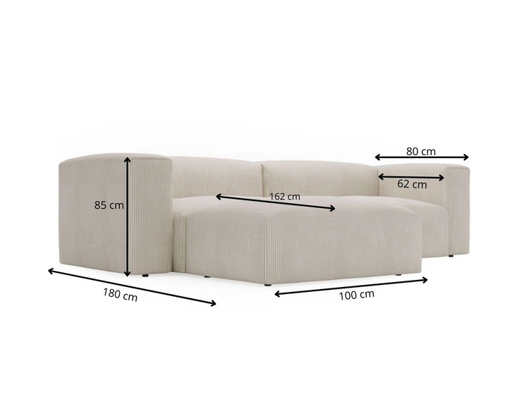 Ecksofa L-Form Rechts Moderne Cord Ecksofa Landi Grau