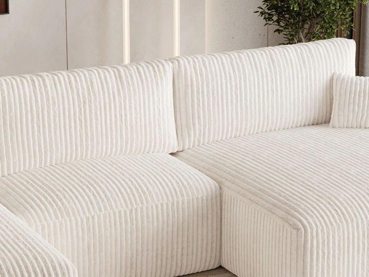 Wohnlandschaft mit Schlaffunktion und Bettkasten Serene Creme