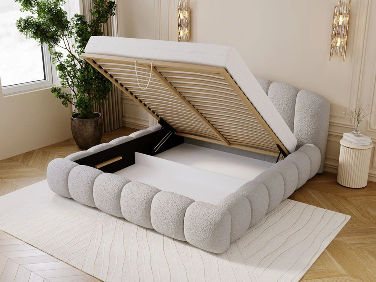 Polsterbett mit Stauraum und Lattenrost 120x200 Cloud Soft Grau