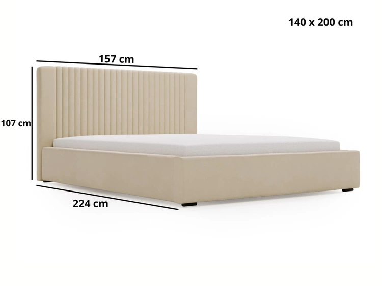 Polsterbett mit Bettkasten und Lattenrost 140x200 Malmo Beige