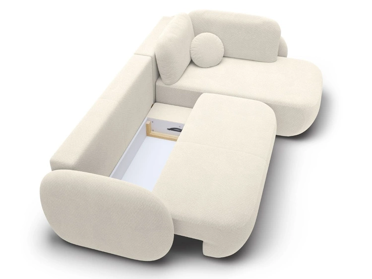 Ecksofa mit Schlaffunktion und Bettkasten Rechts Carino Creme