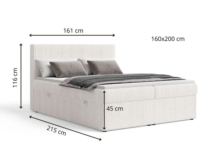 Boxspringbett mit Bettkasten 160X200 Brisa Creme