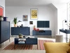 TV-Lowboard mit Schubladen und Türen mit Schwarz Metallbeinen Amor Marineblau