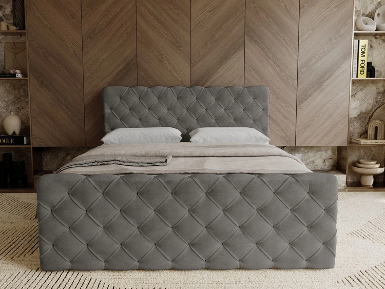 Boxspringbett mit Bettkasten 120x200 Lunaris Dunkelgrau
