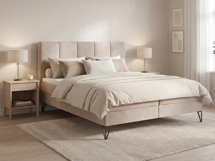 Boxspringbett mit Bettkasten 140x200 Vendi Beige