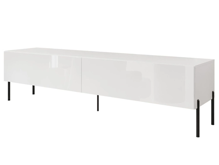 TV-Lowboard mit Türen auf Schwarzen Metallbeinen 175 cm Sorelle Weiß Hochglanz