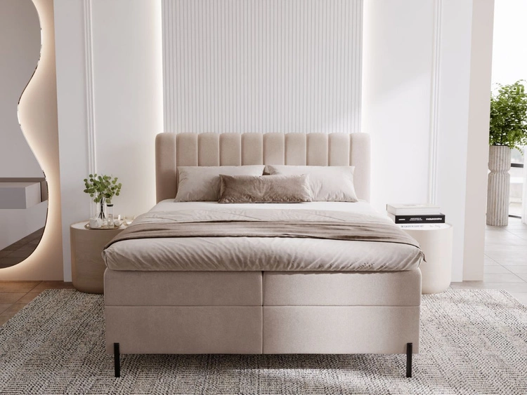 Boxspringbett mit Bettkasten 140x200 Primavera Beige