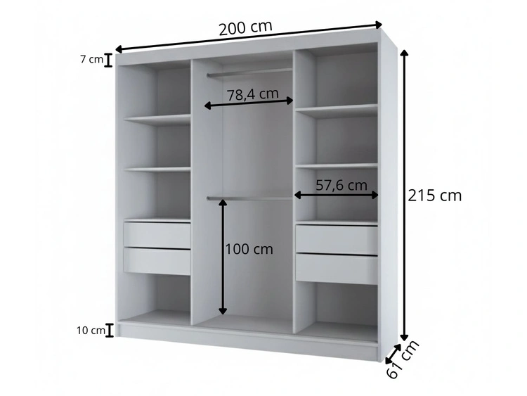 Schiebetürenschrank mit Spiegel 200 cm Maia Schwarz