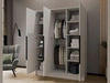 Kleiderschrank 150 cm Perugia Weiß mit schwarzen Griffen