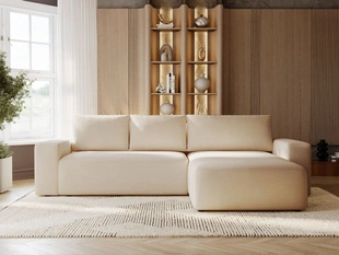 Ecksofa L-Form Rechts mit Schlaffunktion und Bettkasten Tazones Beige