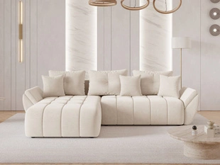 Ecksofa L-Form mit Schlaffunktion und Bettkasten Decor L Beige