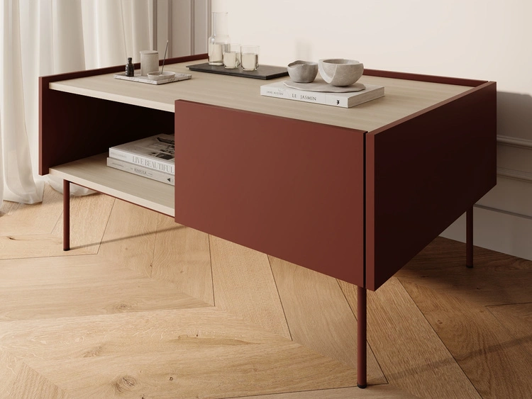 Couchtisch mit Stauraum Drevo Rot
