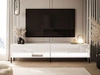 TV-Schrank für das Wohnzimmer 180 cm mit schwarzen Metallbeinen und LED-Beleuchtung Aurelie Weiß Hochglanz