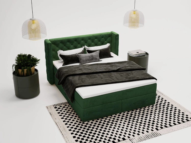 Boxspringbett mit Bettkasten 180x200 Lion Dunkel grün