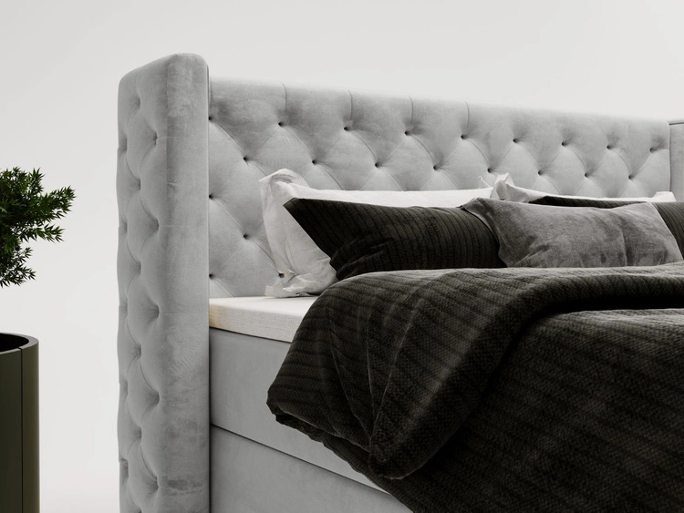 Boxspringbett mit Bettkasten 120x200 Lion Hellgrau