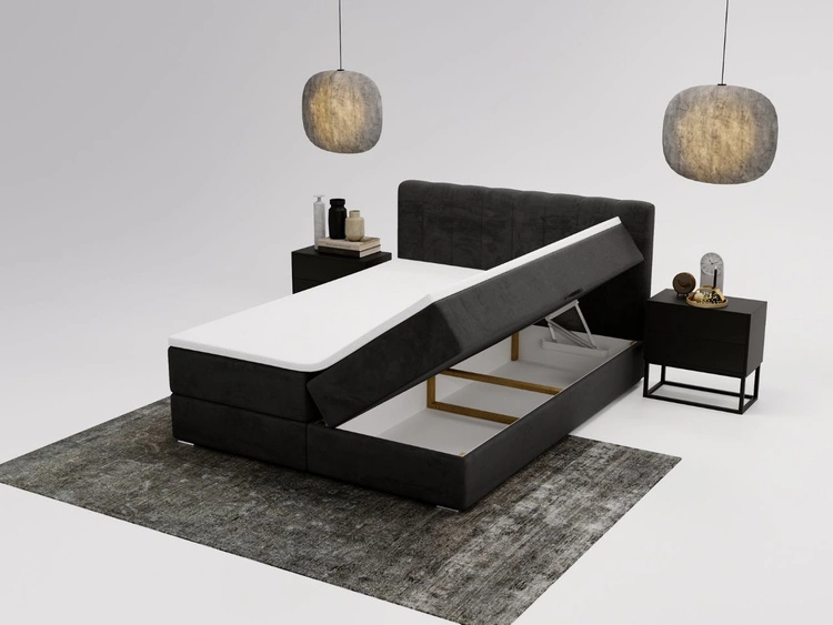 Boxspringbett mit Bettkasten 160x200 Forte Schwarz