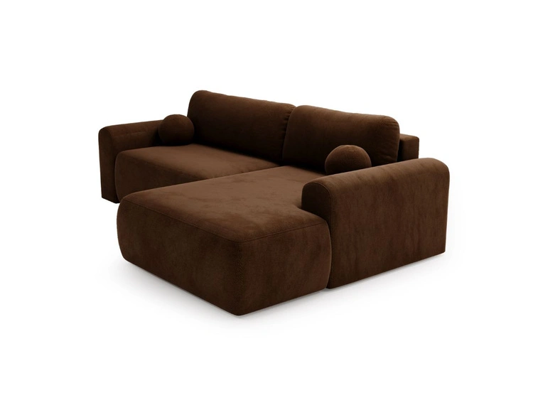 Ecksofa L-Form mit Schlaffunktion und Bettkasten Savana Rechts Braun