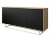 Dreitürige Kommode 154 cm im Loft-Stil auf weißem Gestell – Vivance, Schwarz matt & Eiche Artisan