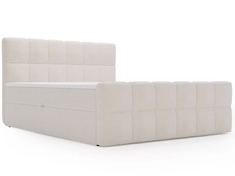 Boxspringbett mit Bettkasten 180x200 Bouclé-Stoff Alicante Beige