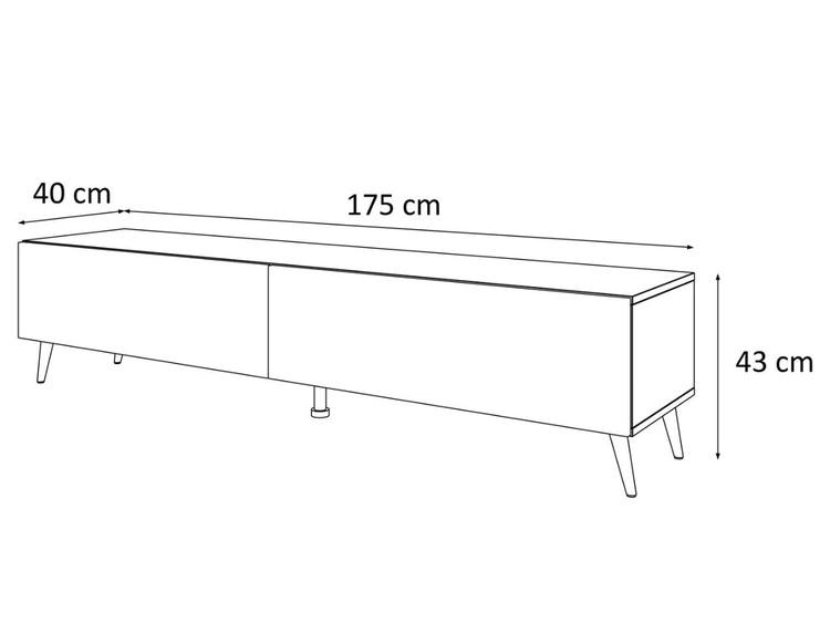 TV-Lowboard mit Türen auf Schwarzen Metallbeinen 175 cm Sorelle Weiß Hochglanz