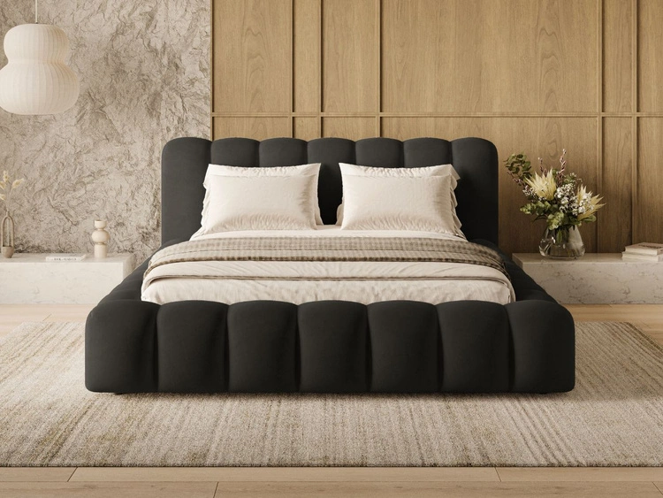 Polsterbett mit Bettkasten und Lattenrost 140x200 Averia Schwarz