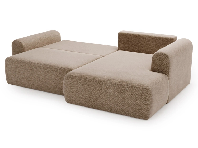 Ecksofa L-Form mit Schlaffunktion und Bettkasten Savana Bis Dunkelbeige