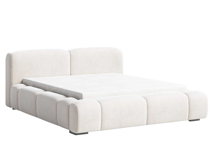 Polsterbett mit Bettkasten und Lattenrost 160x200 Aubi Creme