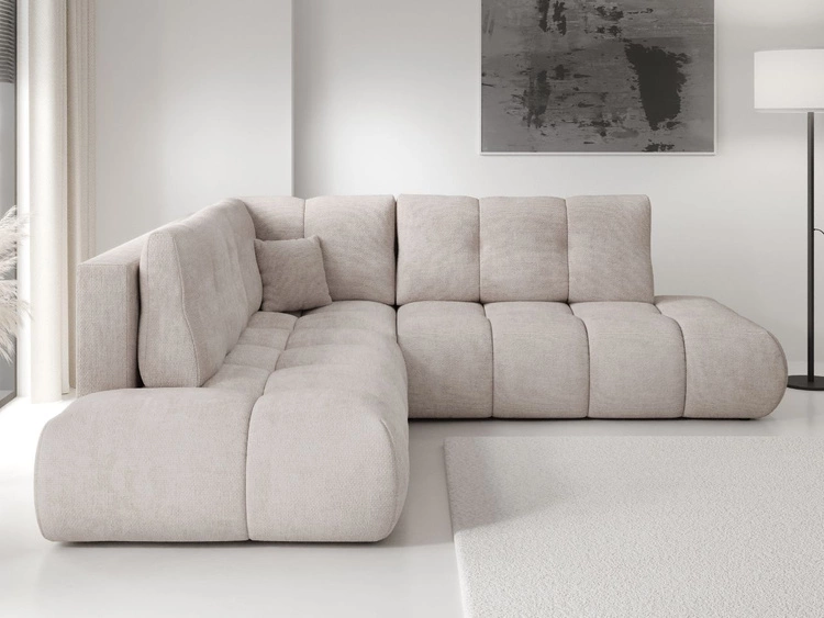 Ecksofa mit Schlaffunktion und Bettkasten Links Kair Beige