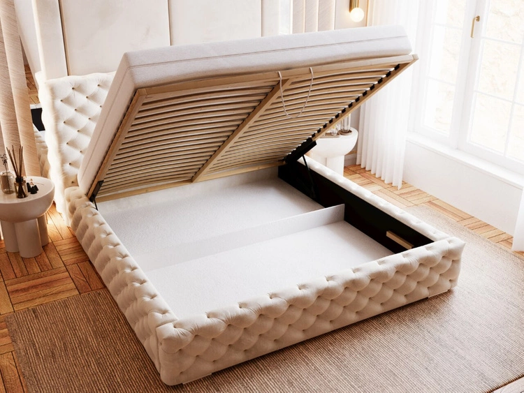 Polsterbett mit Bettkasten und Lattenrost 120x200 Astra Beige