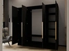 Kleiderschrank mit Spiegel 200 cm Lucca Schwarz mit goldenen Griffen