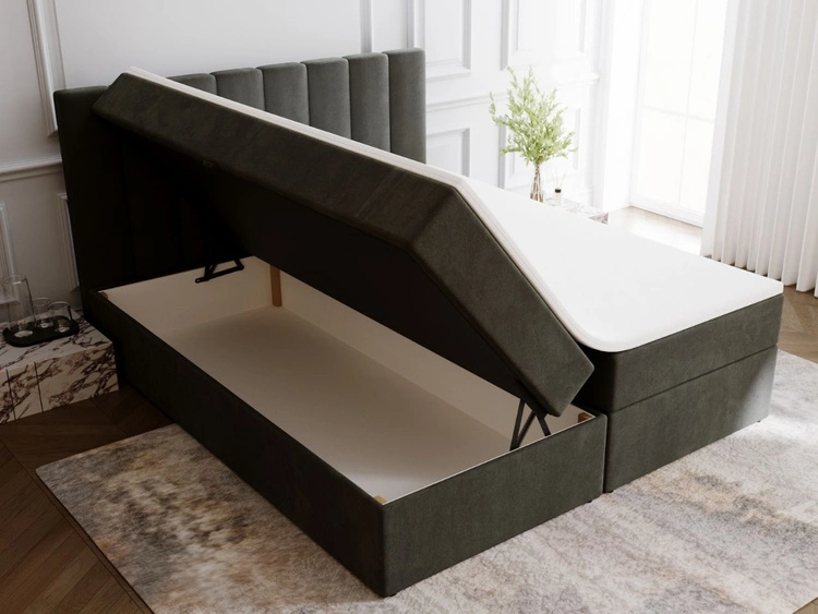 Boxspringbett mit Bettkasten 200x200 Mocca Dunkelgrau