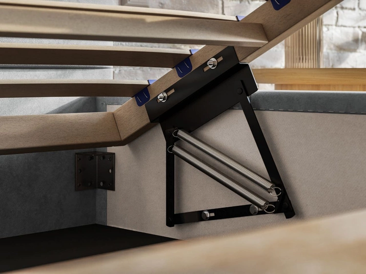 Polsterbett mit Bettkasten und Lattenrost 160x200 Terra Hellgrau