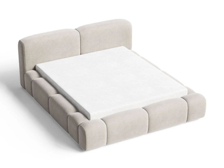 Polsterbett mit Bettkasten und Lattenrost 180x200 Aubi Beige
