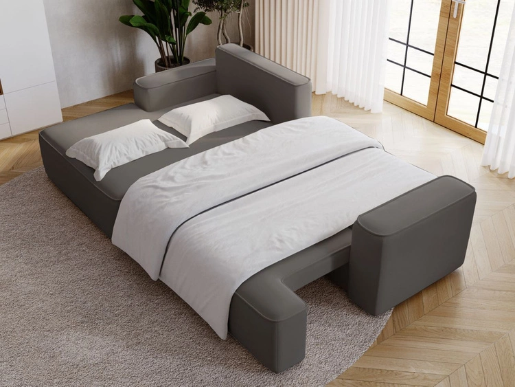 Ecksofa L-Form Links mit Schlaffunktion und Bettkasten California Dunkelgrau