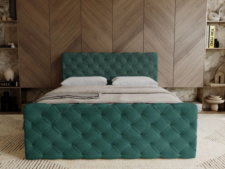 Boxspringbett mit Bettkasten 140x200 Lunaris Grün