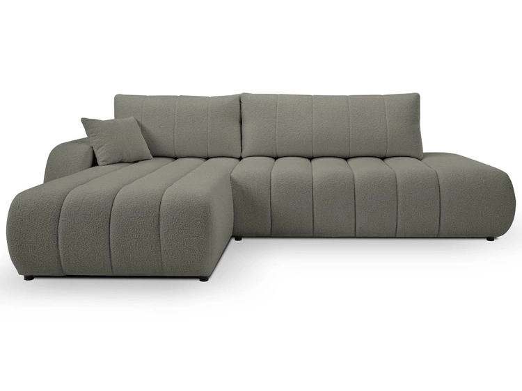 Ecksofa mit Schlaffunktion und Bettkasten Links Adoro Grau