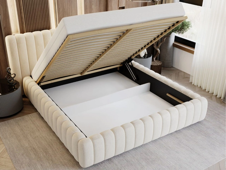 Polsterbett mit Bettkasten und Lattenrost 180x200 Bliss Beige