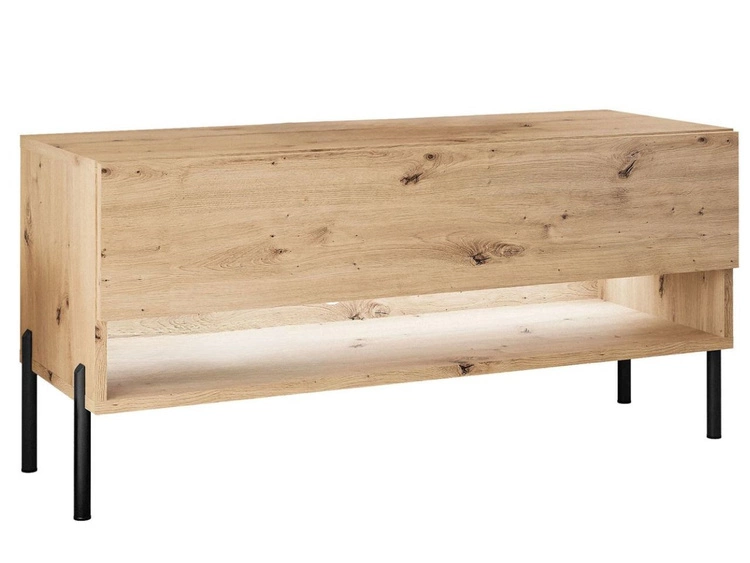 TV-Schrank 90 cm mit LED-Beleuchtung und schwarzen Beinen Aurelie Artisan Eiche