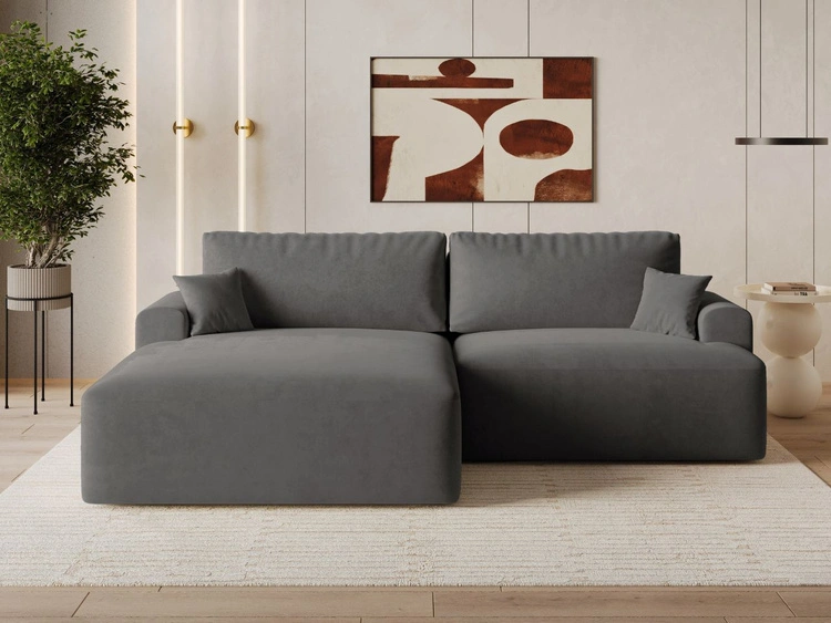 Ecksofa L-Form mit Schlaffunktion und Bettkasten Serene Links Dunkelgrau