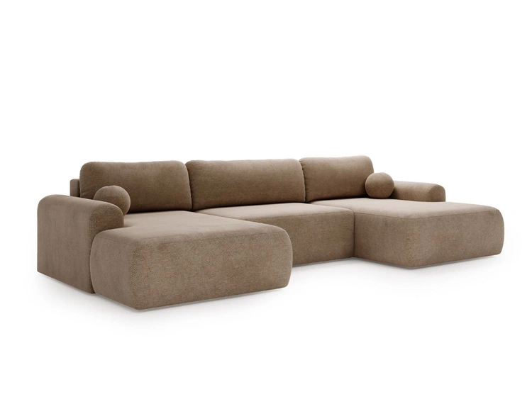 Wohnlandschaft mit Schlaffunktion und Bettkasten Savana Dunkelbeige
