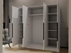 Kleiderschrank mit Spiegel 200 cm Lucca Weiß mit schwarzen Griffen