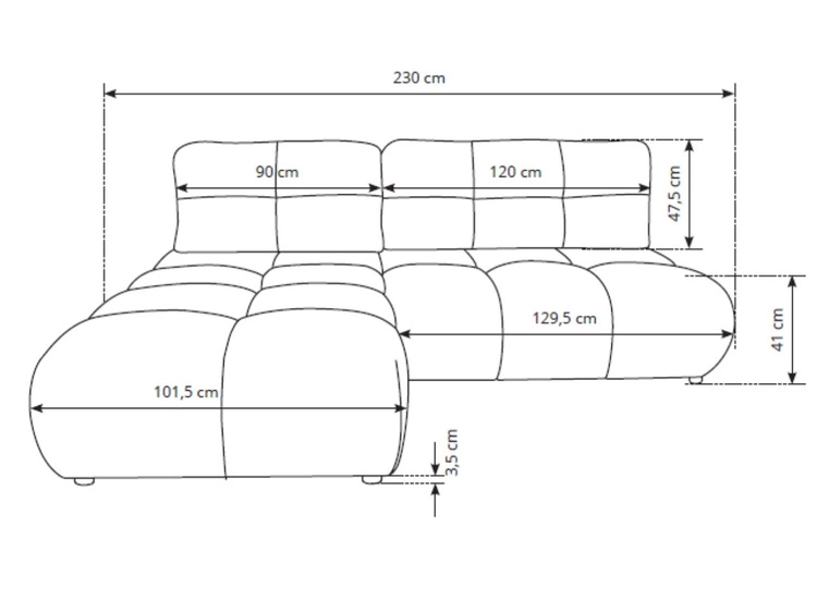 Ecksofa mit Schlaffunktion und Bettkasten Links Milet Dunkelblau