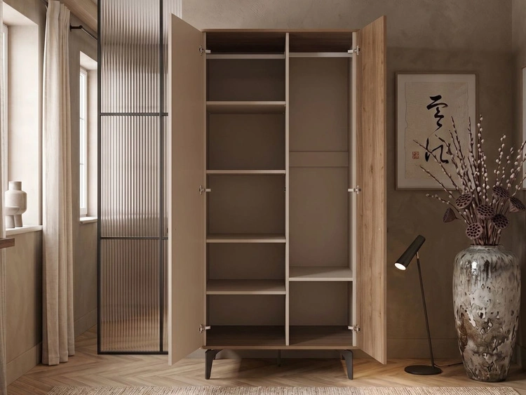 Kleiderschrank mit Flügeltüren Arelis Kaschmir, Royal Nussbaum