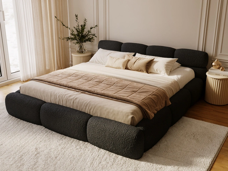 Polsterbett mit Bettkasten und Bettrost 180x200 Sweet Low Schwarz