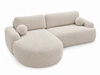 Ecksofa L-Form Links mit Schlaffunktion und Bettkasten Aurio Creme